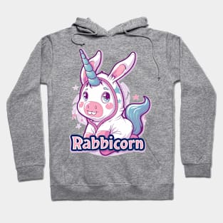 Cute Rabbicorn Unicorn Dressed like Easter Rabbit Cartoon Hoodie
